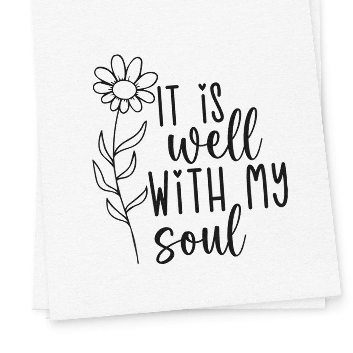 Floral It Is Well With My Soul rubber stamp design for inspirational journaling, Bible crafts, and handmade card making.