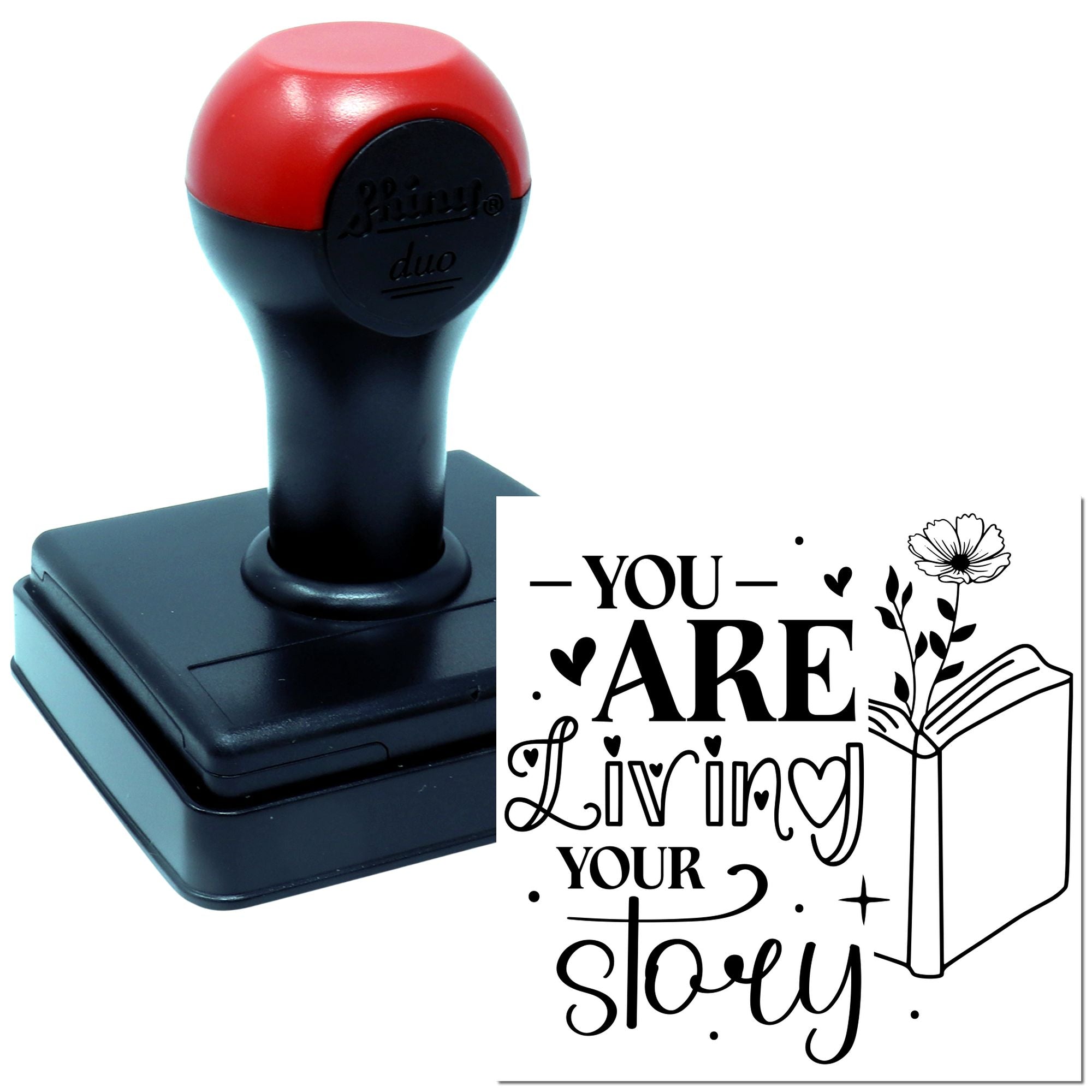 Self-inking rubber stamp featuring You Are Living Your Story design for personalized stationery, crafts, and branding.