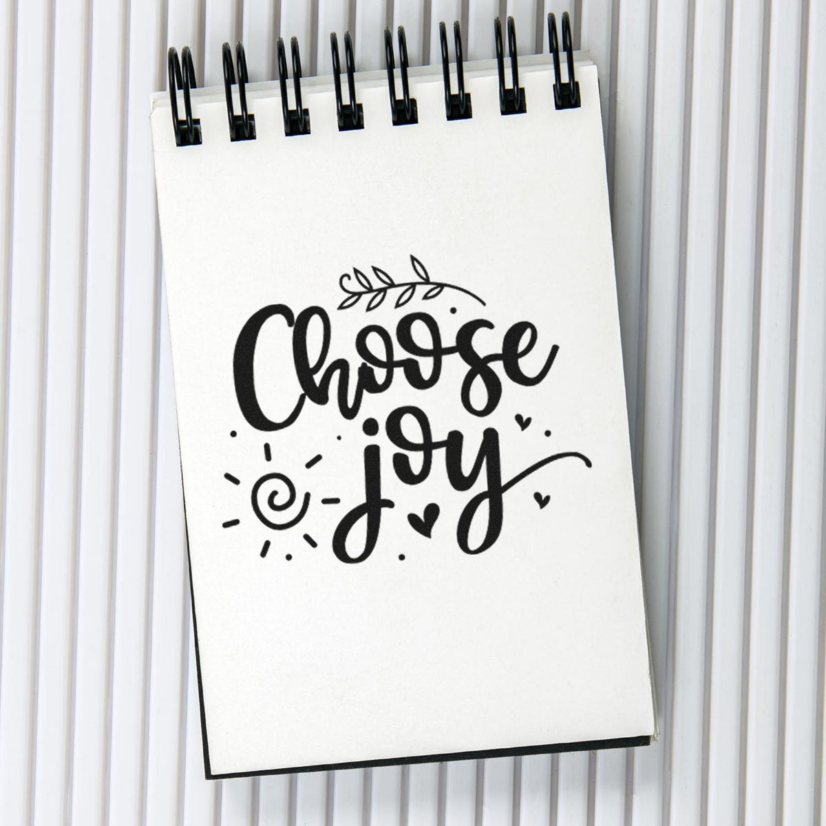 Choose Joy rubber stamp design with inspirational hand lettering for journaling, scrapbooking, and handmade cards.
