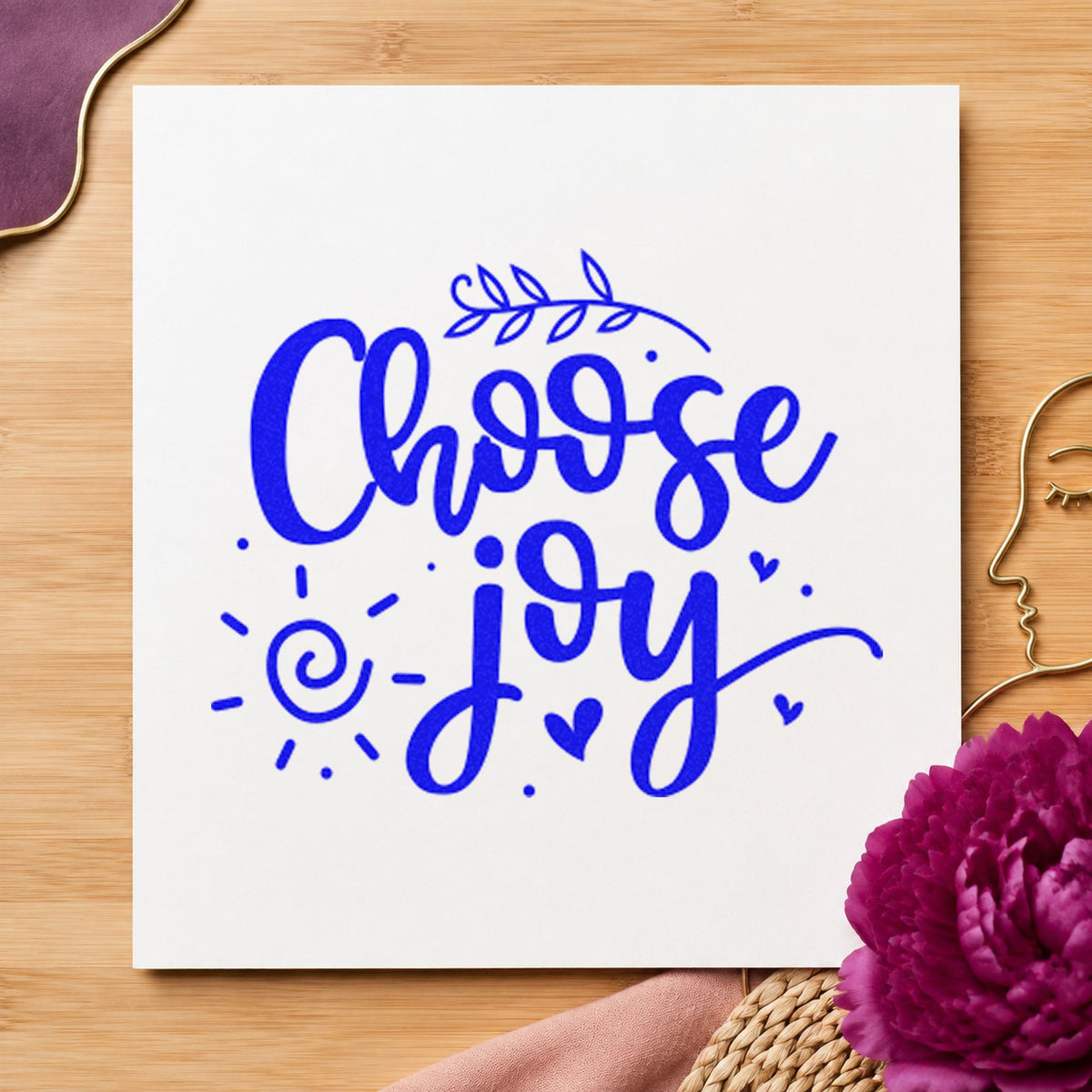 Choose Joy Leafy Script Wood Handle Stamp in use 6