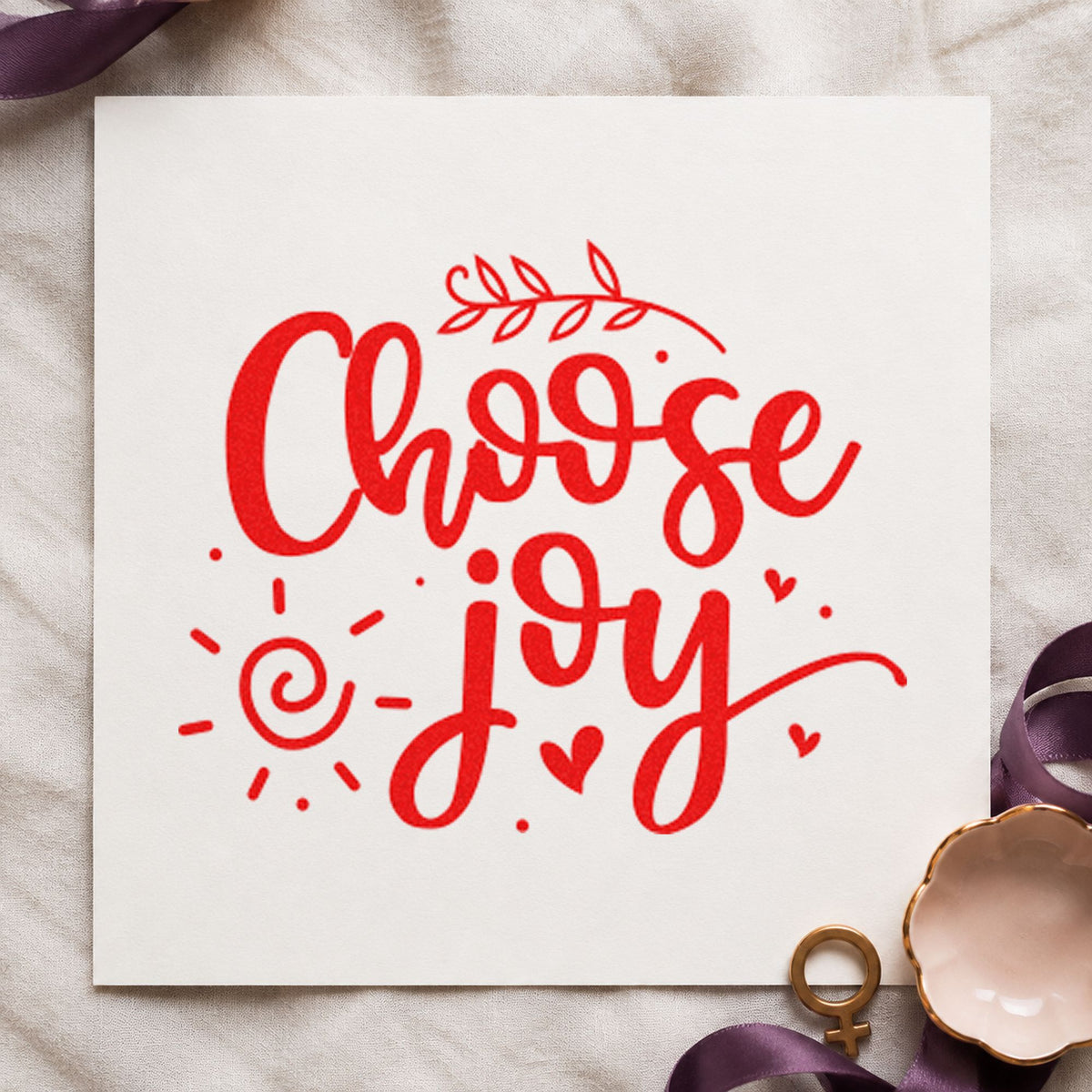 Choose Joy Leafy Script Wood Handle Stamp in use 8