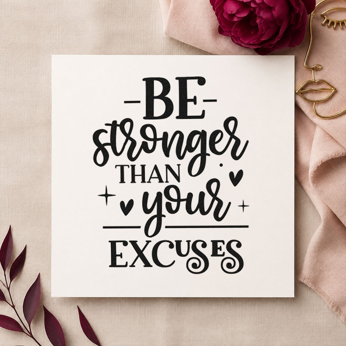Stronger Than Your Excuses PSI Pre-Inked Stamp in use 3