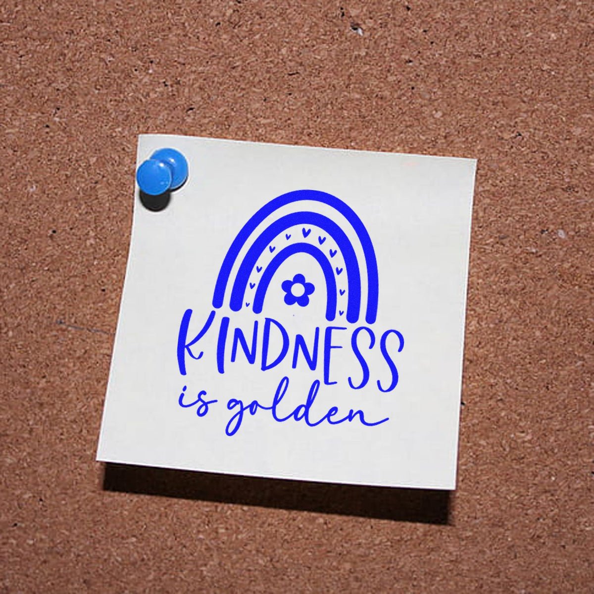 Kindness is golden rainbow rubber stamp design for uplifting cards, journals, and classroom crafts.