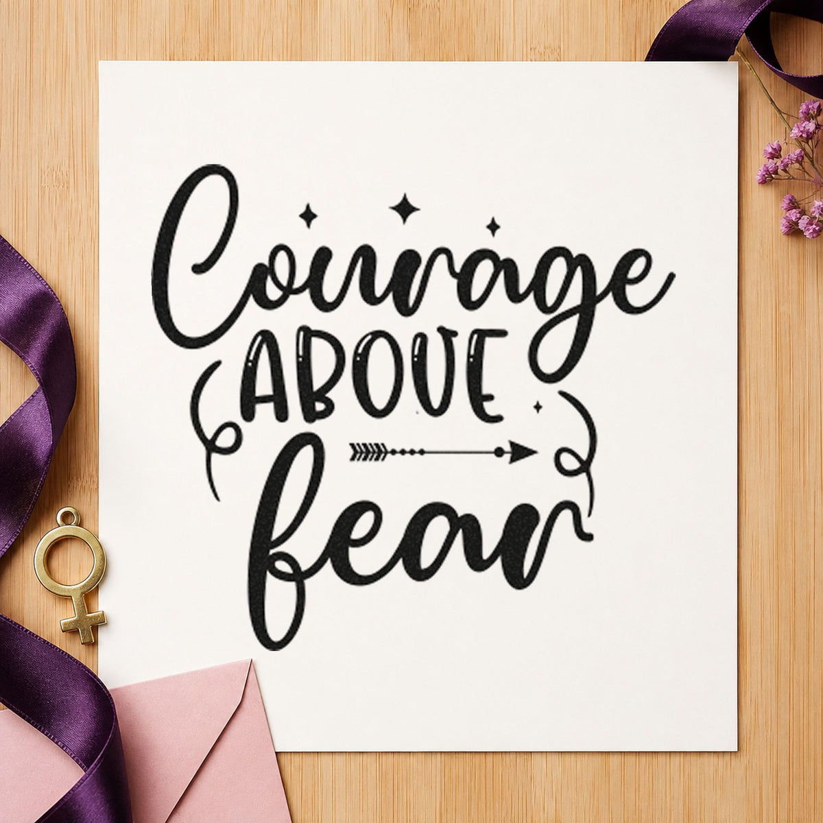 Courage And Fear Arrow Lettering PSI Pre-Inked Stamp in use 3