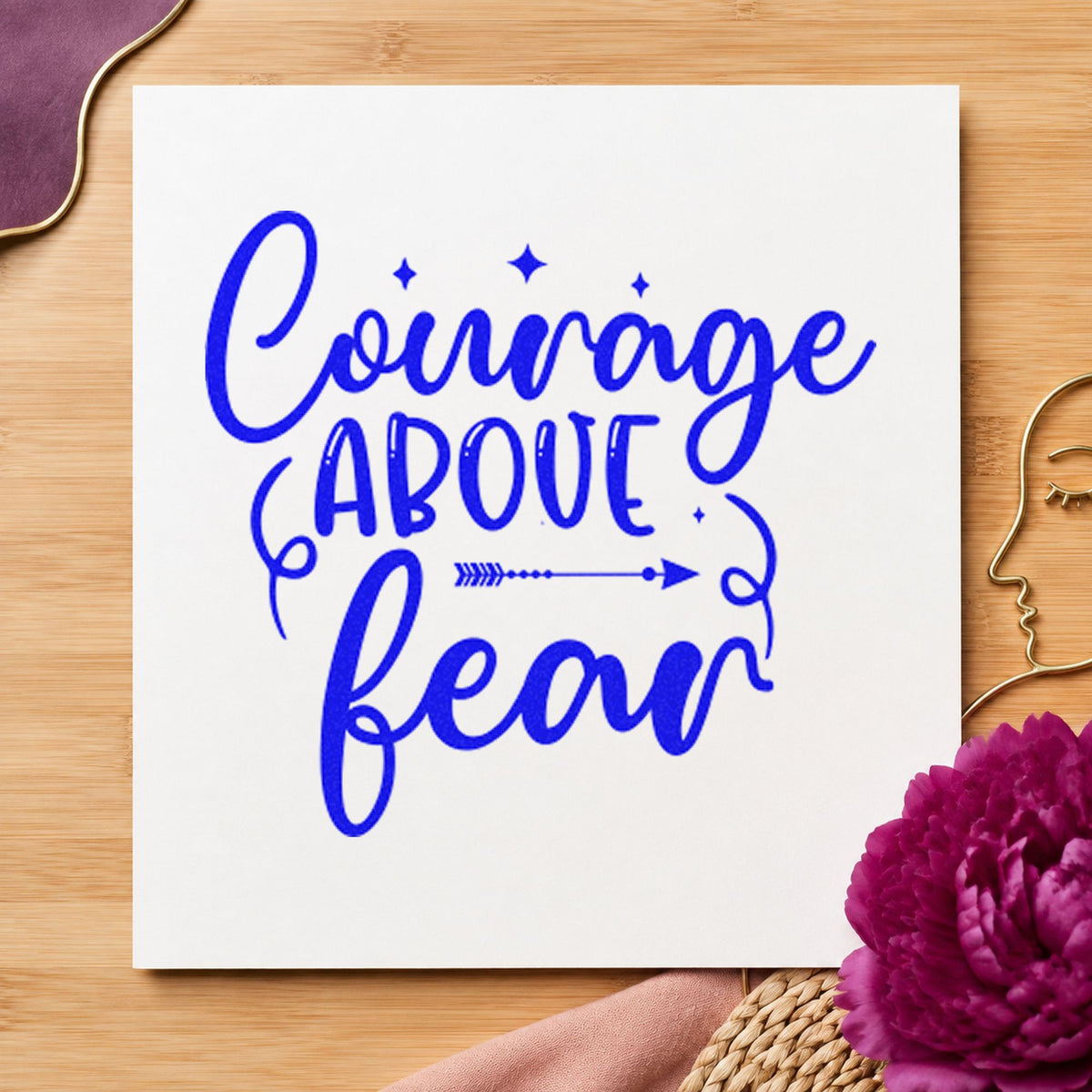 Courage And Fear Arrow Lettering Hand Stamp – Duo in use 5