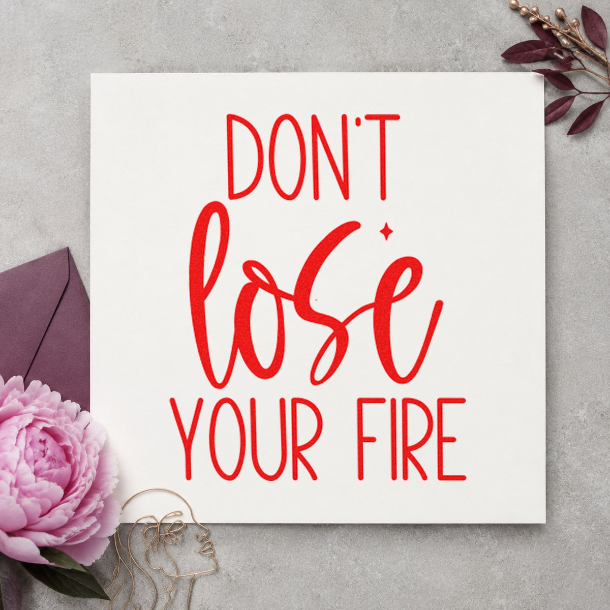 Wood Handle Don't Lose Your Fire Rubber Stamp in use 8