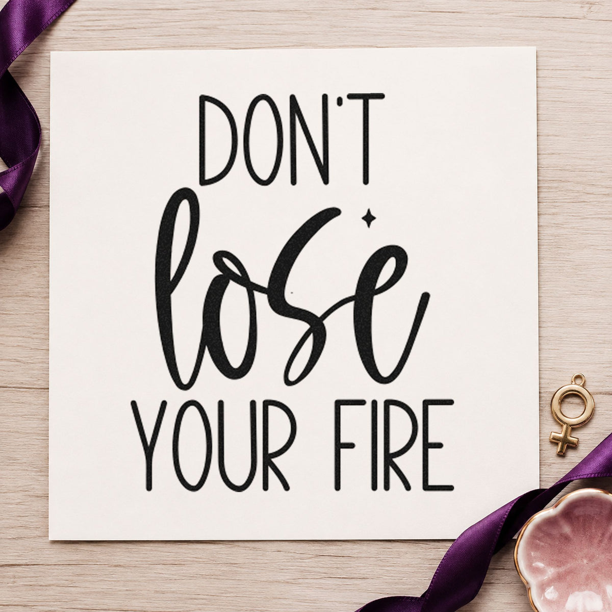 Wood Handle Don't Lose Your Fire Rubber Stamp in use 9