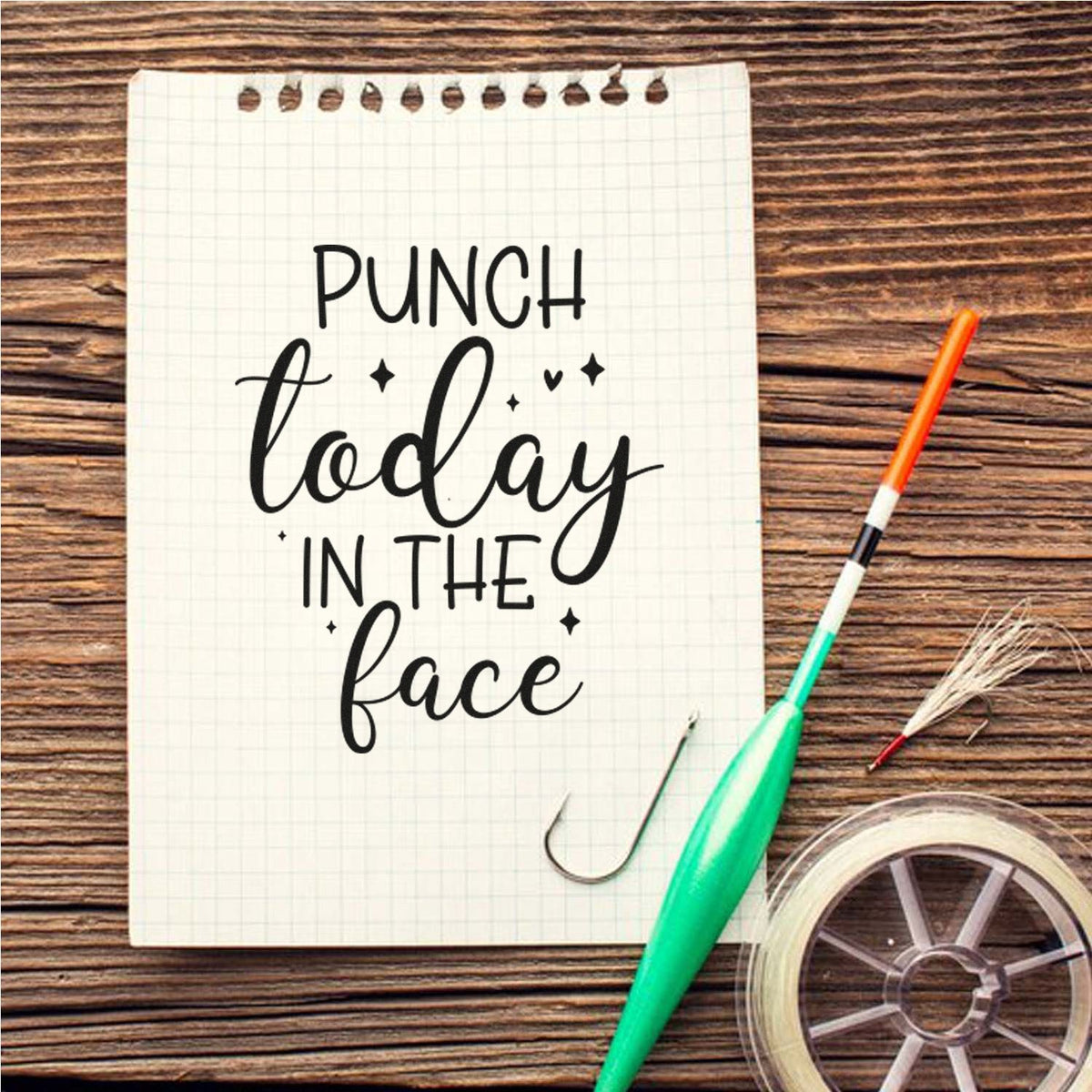 Humorous Punch Today in the Face rubber stamp for paper crafts, cards, and planners.