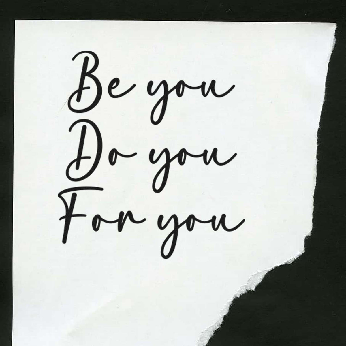 Motivational custom rubber stamp design with handwritten quote Be you, do you, for you on white paper.