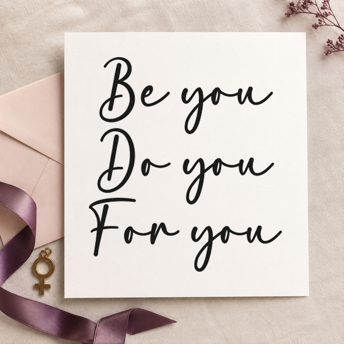 Be You For You Script Lettering Stamp – Self-Inking in use 3