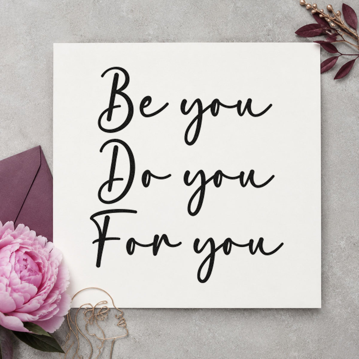 Be You For You Script Lettering Stamp – Self-Inking in use 4