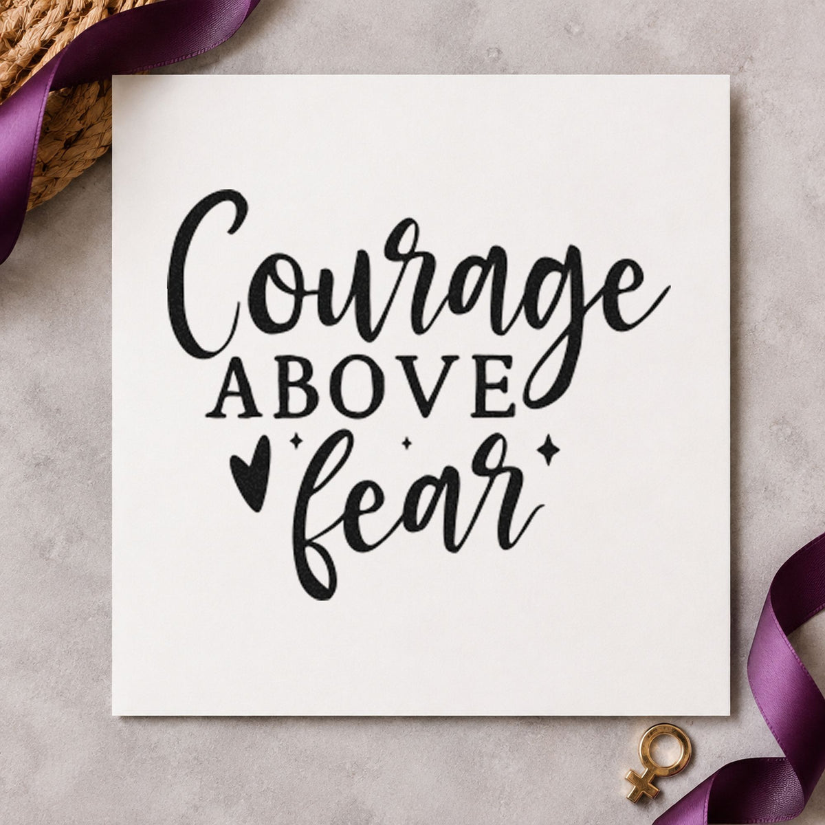 Courage Above Fear Heart Slim Pre-Inked Stamp in use 4