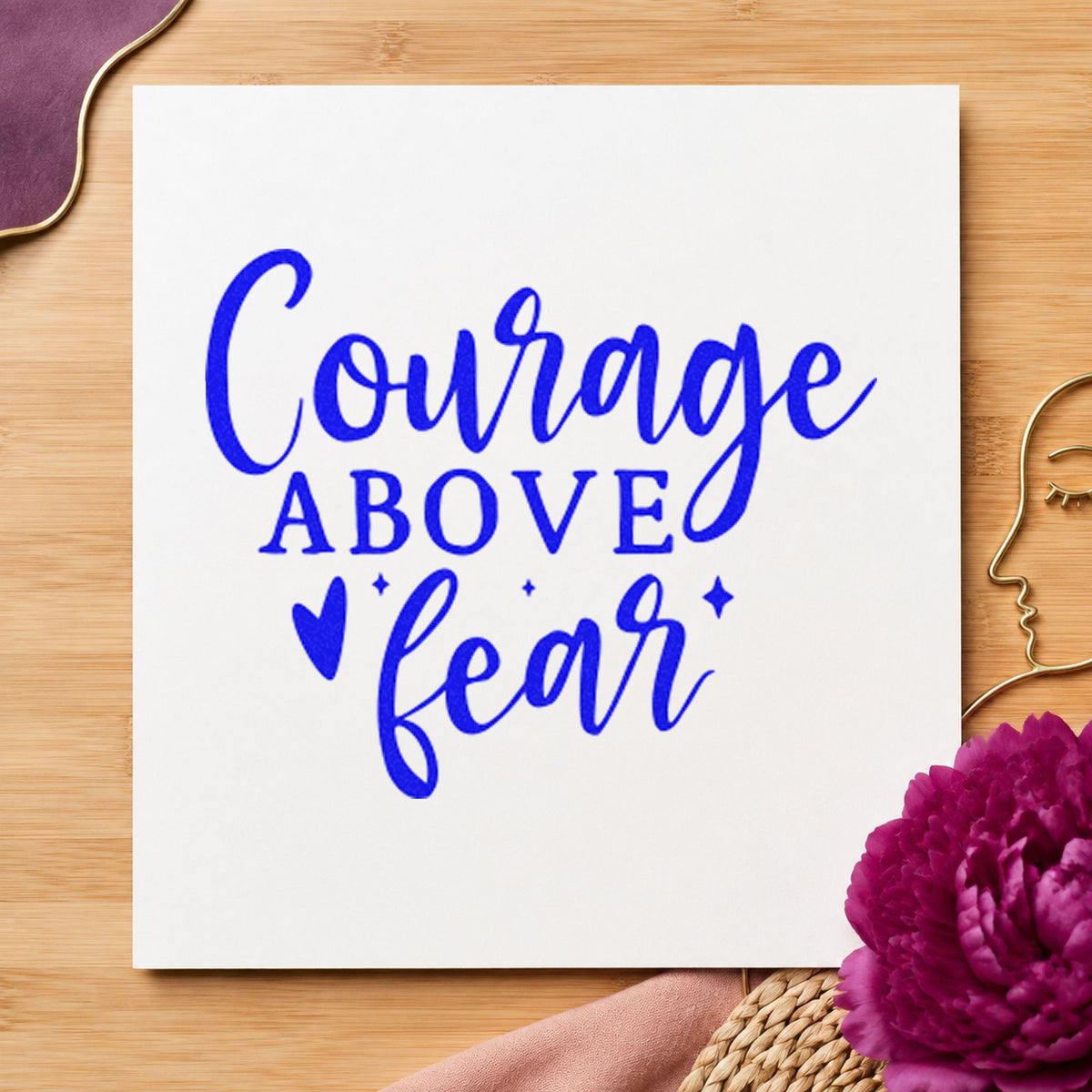 Courage Above Fear Heart Pre-Inked Stamp – PSI in use 5