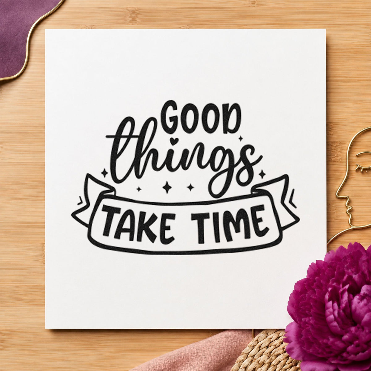 Good Things Take Time Sparkle Accents Stamp – Self-Inking in use 3
