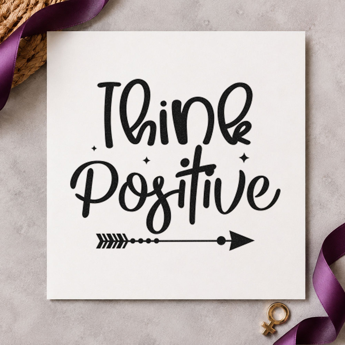 Think Positive Arrow Script Rubber Stamp – Wood Handle in use 9