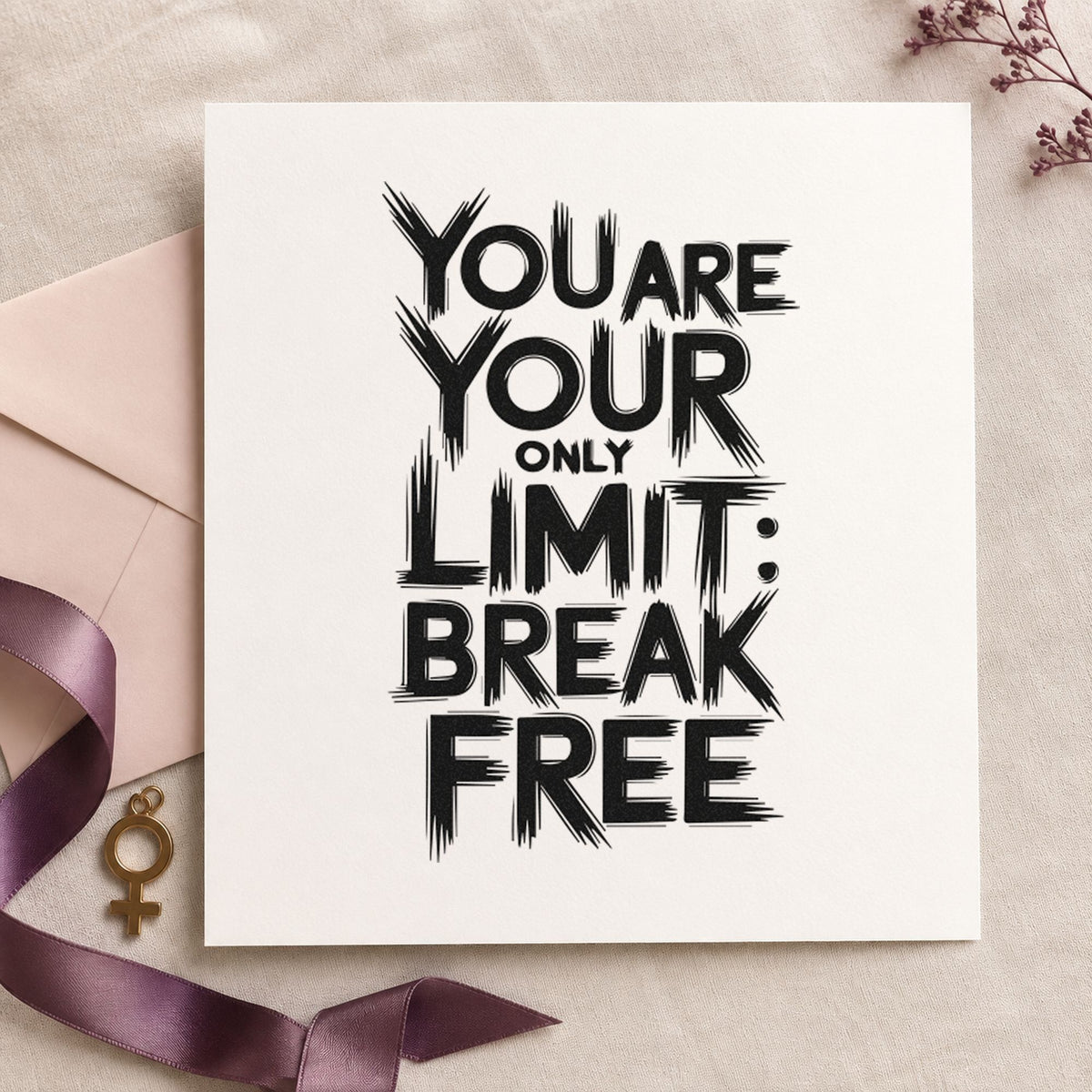 Your Only Limit Free craft stamp in black ink on cardstock, an easy option for river album page.