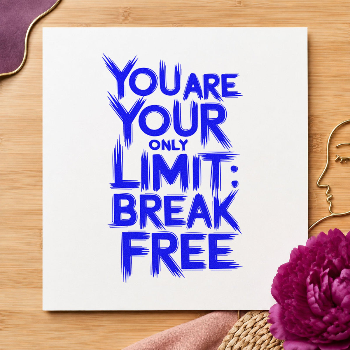 Your Only Limit Free craft stamp imprinted in blue ink on paper, a design suited to framed boat shed.