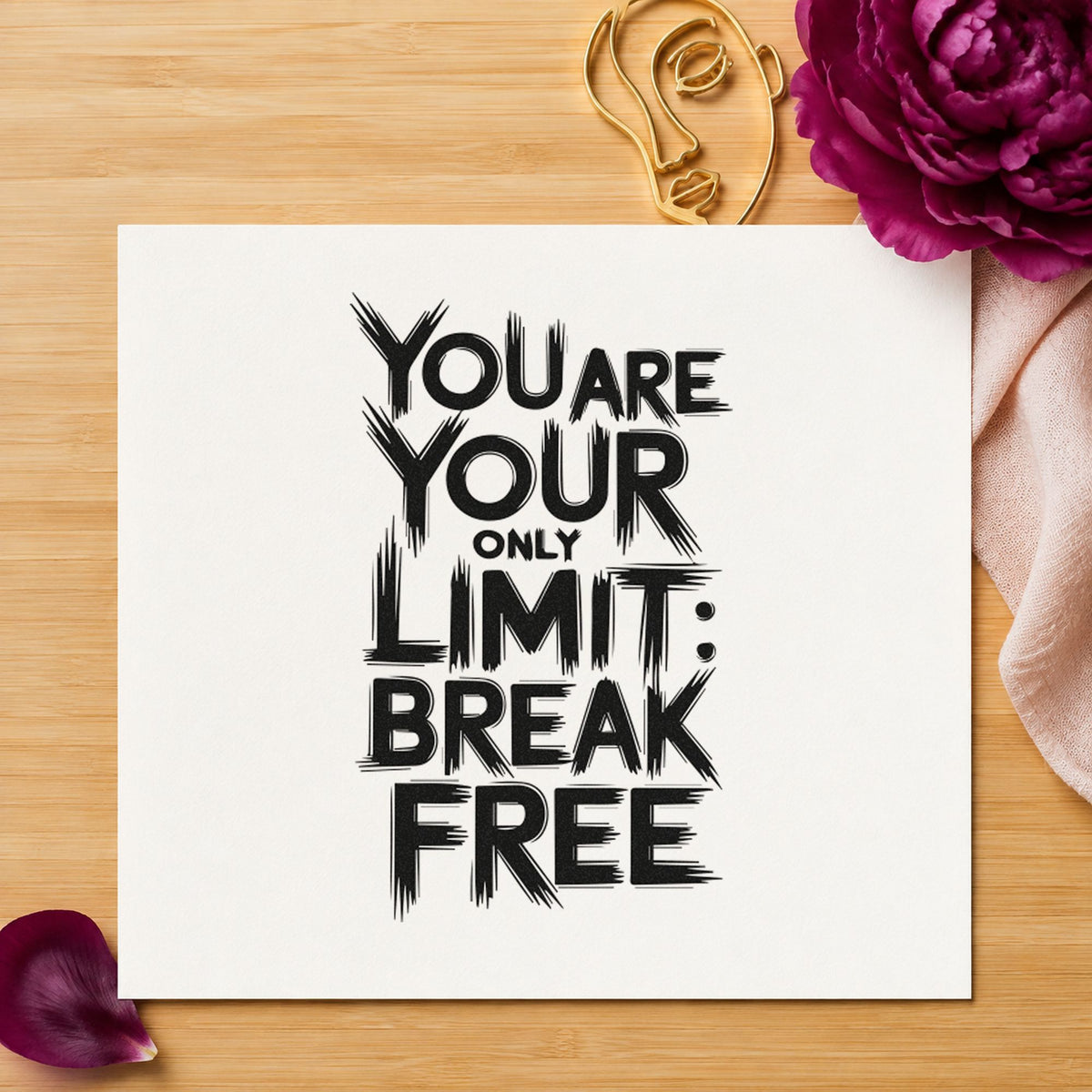 Your Only Limit Free rubber stamp printed in black ink, ready for rough brush cards and similar paper crafts.