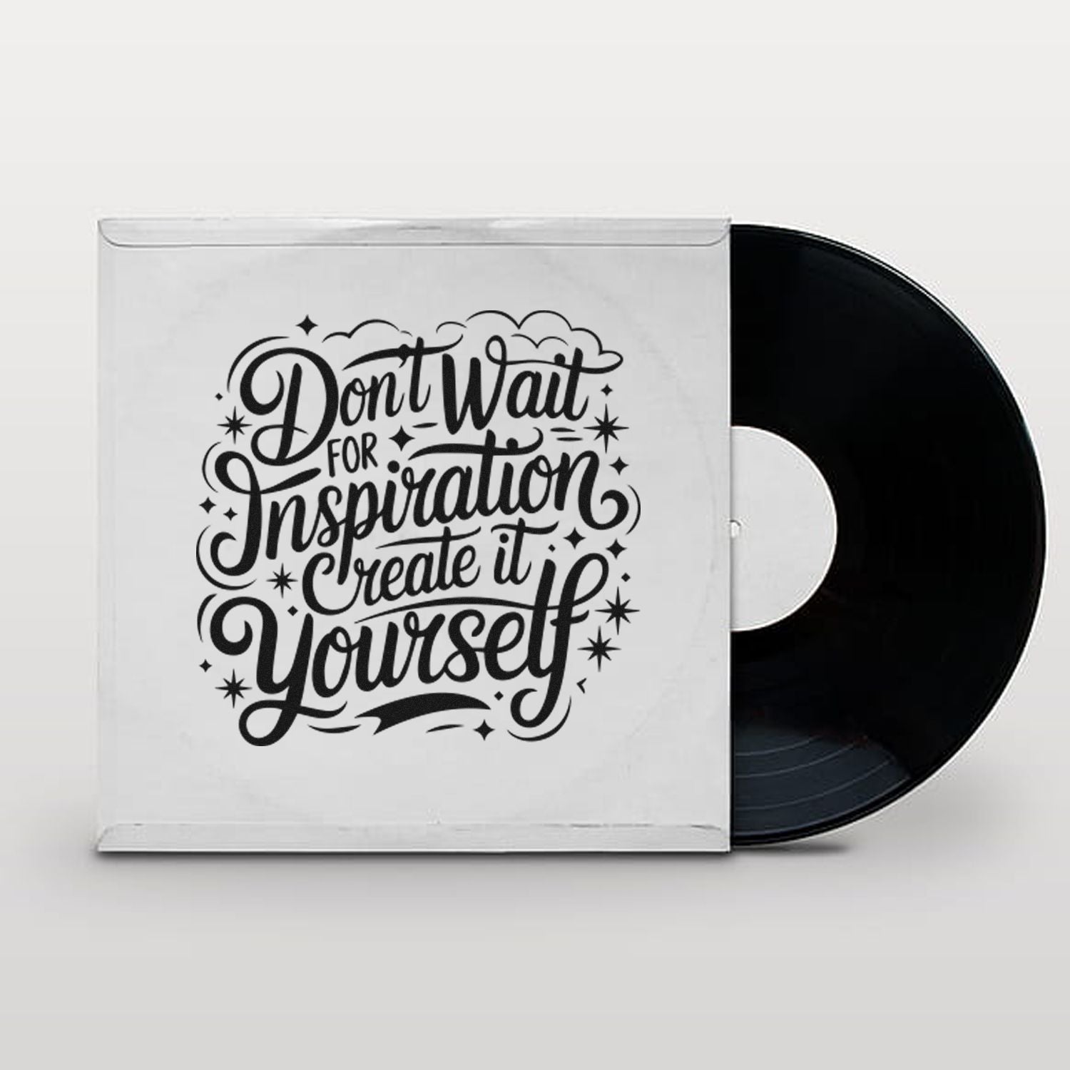 Custom inspirational rubber stamp with quote Dont wait for inspiration, create it yourself for DIY crafting and scrapbooking.