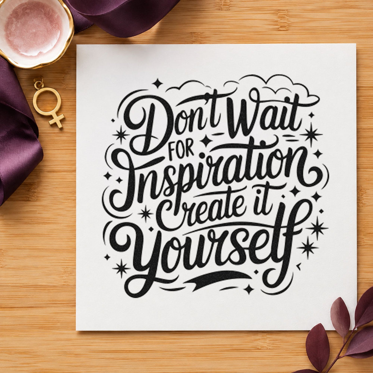 Slim Pre-Inked Create Inspiration Yourself Quote Stamp in use 4