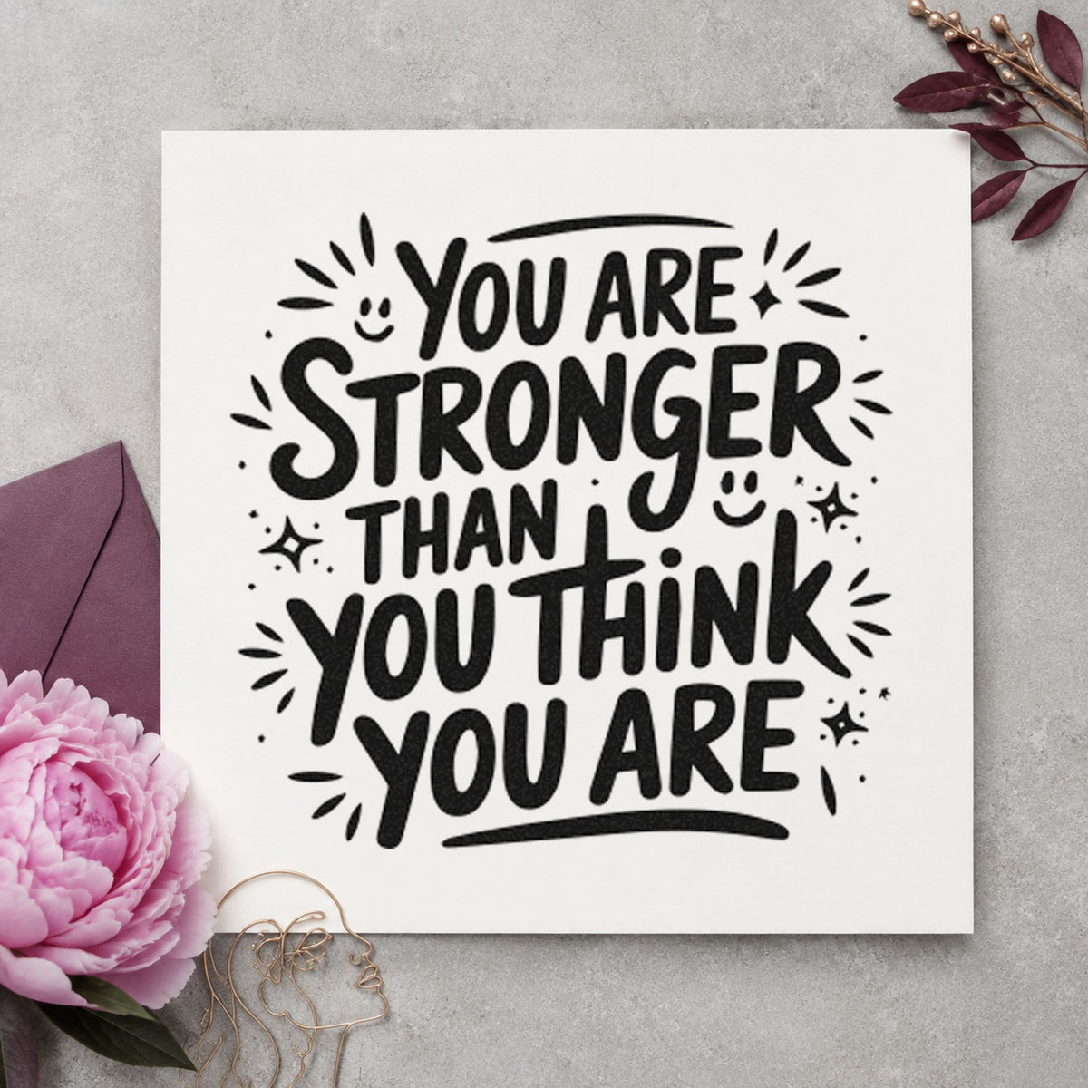 Stronger Than You Think With Stars Slim Pre-Inked Stamp in use 4