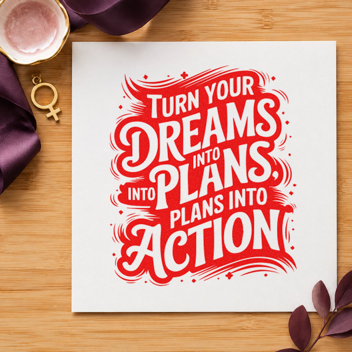 Dreams Plans Action Ornate Lettering Stamp – Self-Inking in use 8