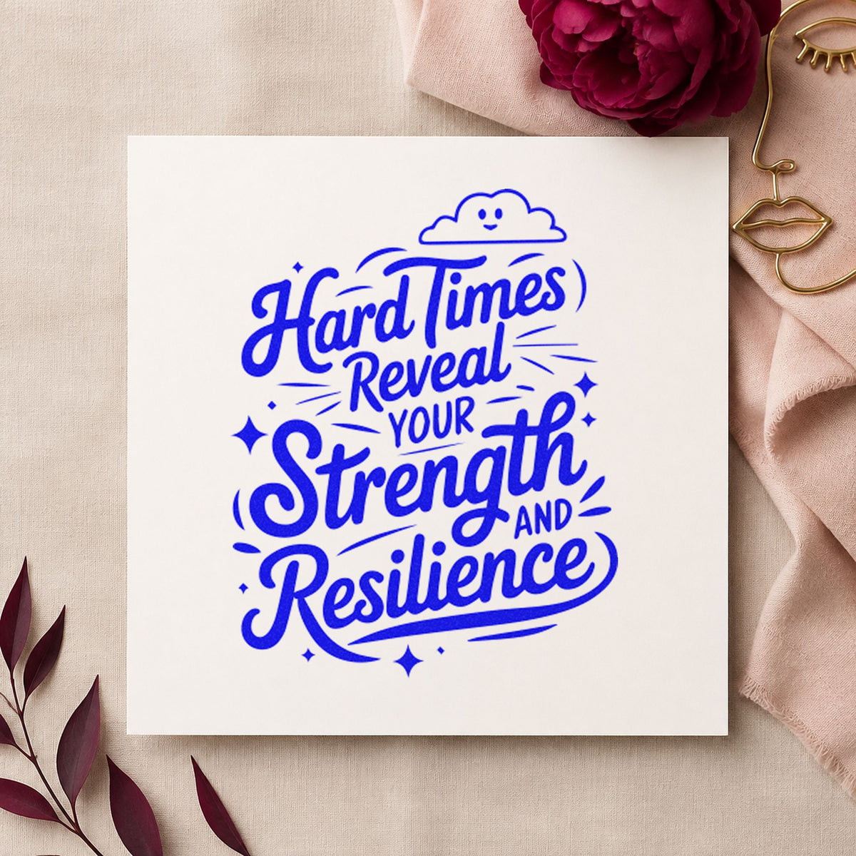 Hard Times Reveal Your Strength And Resilience Hand Stamp – Duo in use 5