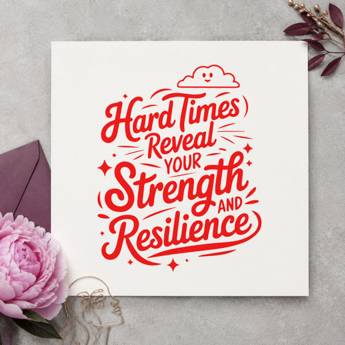 Hard Times Reveal Your Strength And Resilience Pre-Inked Stamp – Slim in use 8
