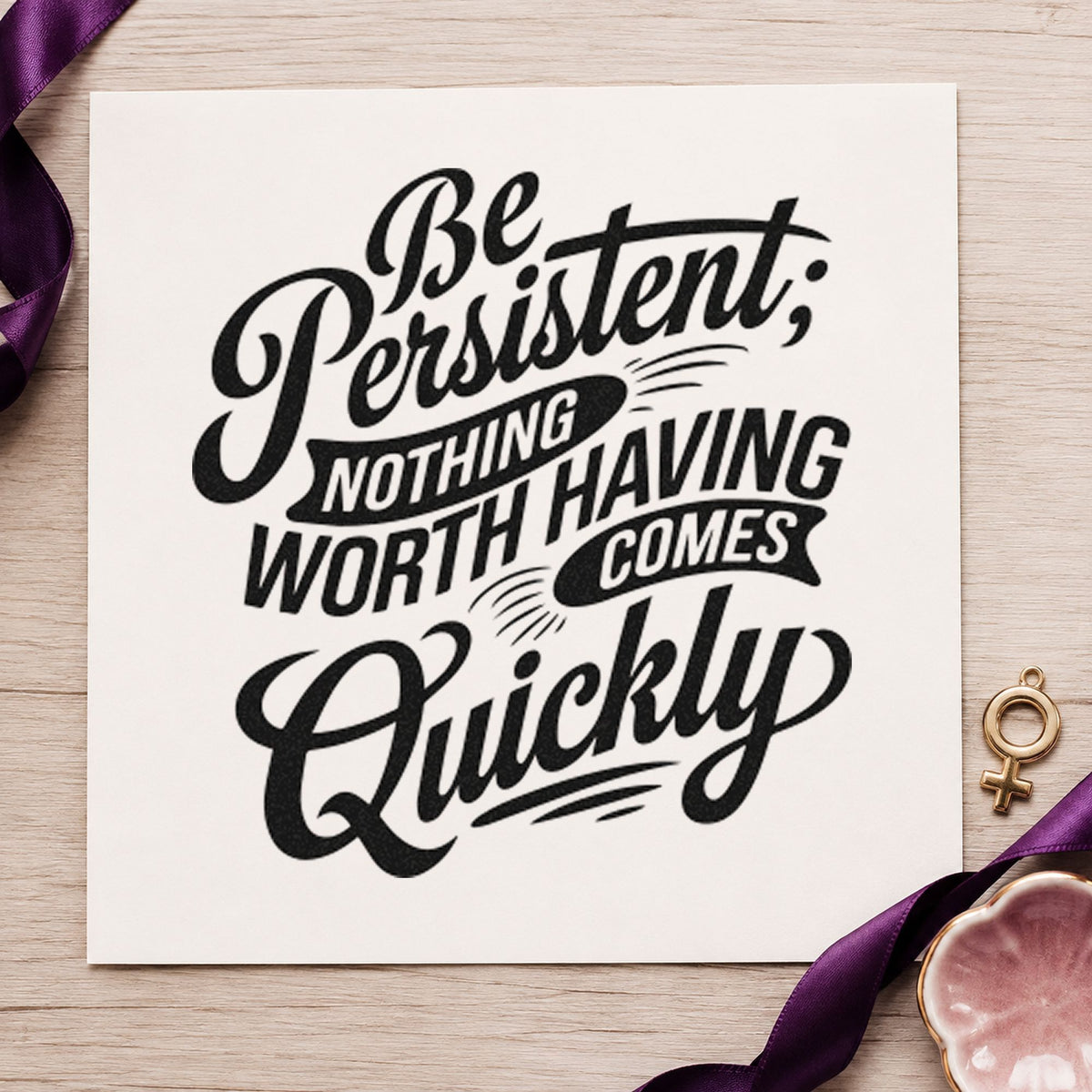 Be Persistent Nothing Worth Having Comes Quickly Pre-Inked Stamp – Slim in use 10