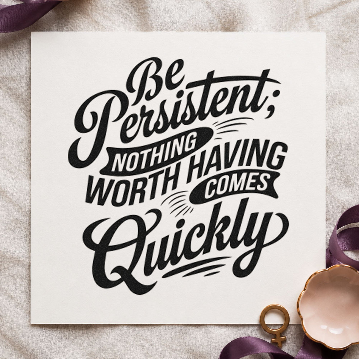 Be Persistent Nothing Worth Having Comes Quickly Pre-Inked Stamp – Slim in use 3