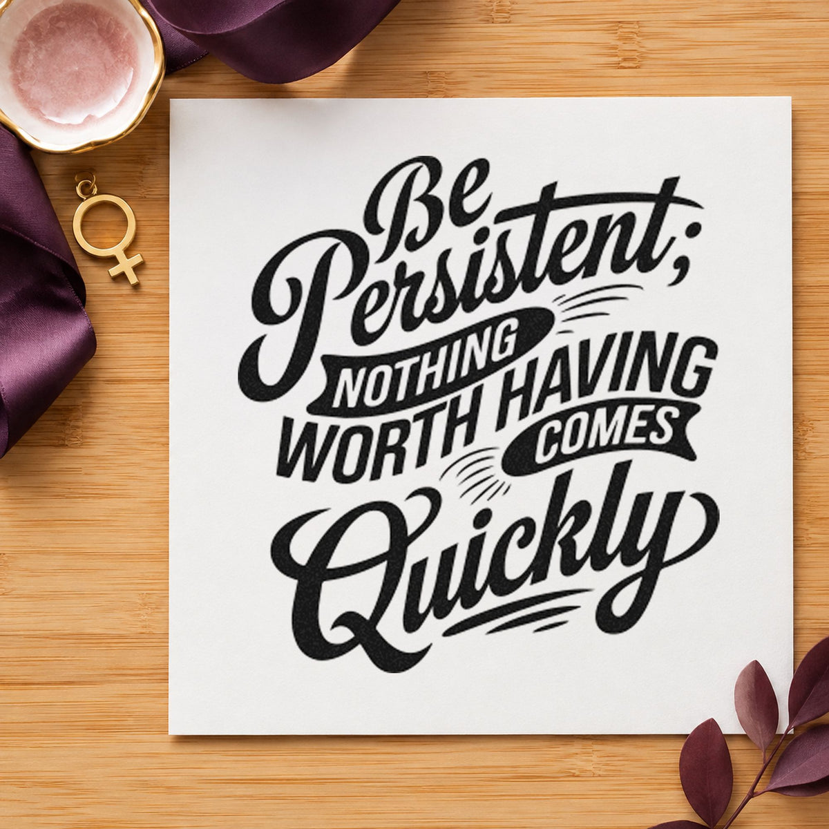 Be Persistent Nothing Worth Having Comes Quickly Pre-Inked Stamp – Slim in use 4