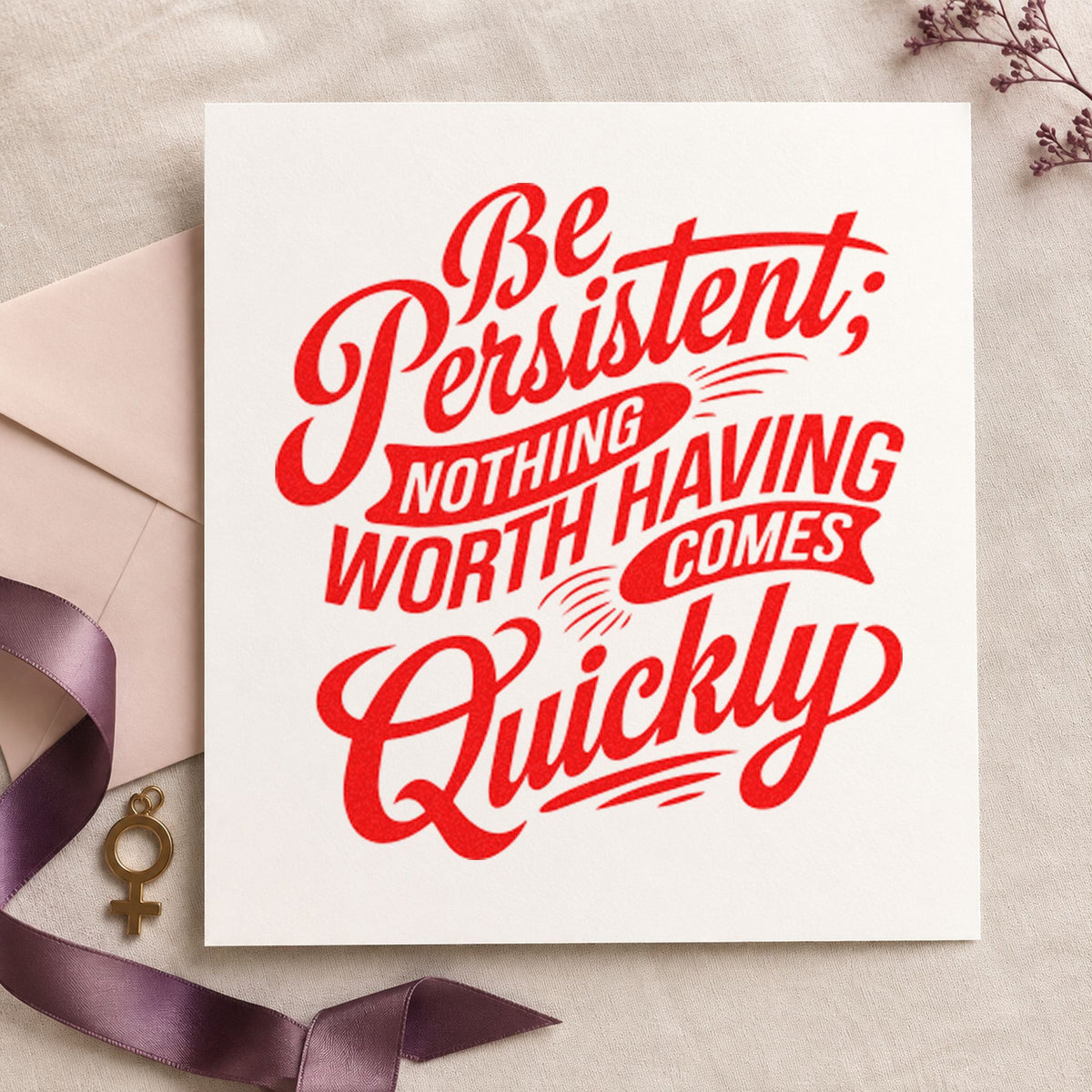 Be Persistent Nothing Worth Having Comes Quickly Pre-Inked Stamp – Slim in use 8