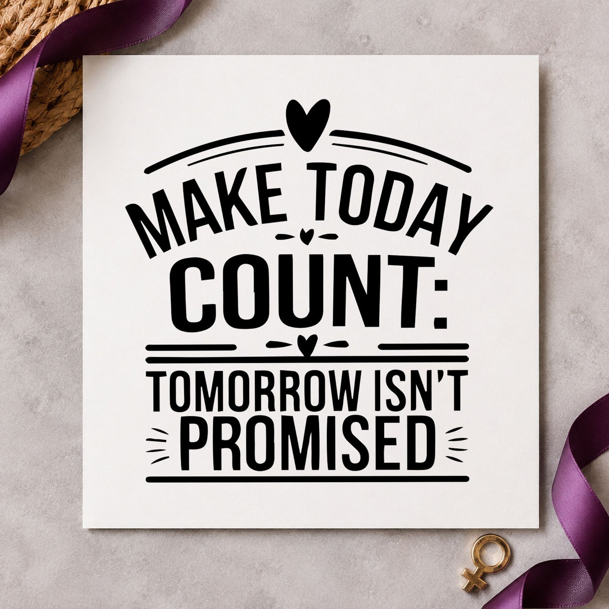 Make Today Count Hearts craft stamp in black ink on cardstock, an easy option for tradition album page.