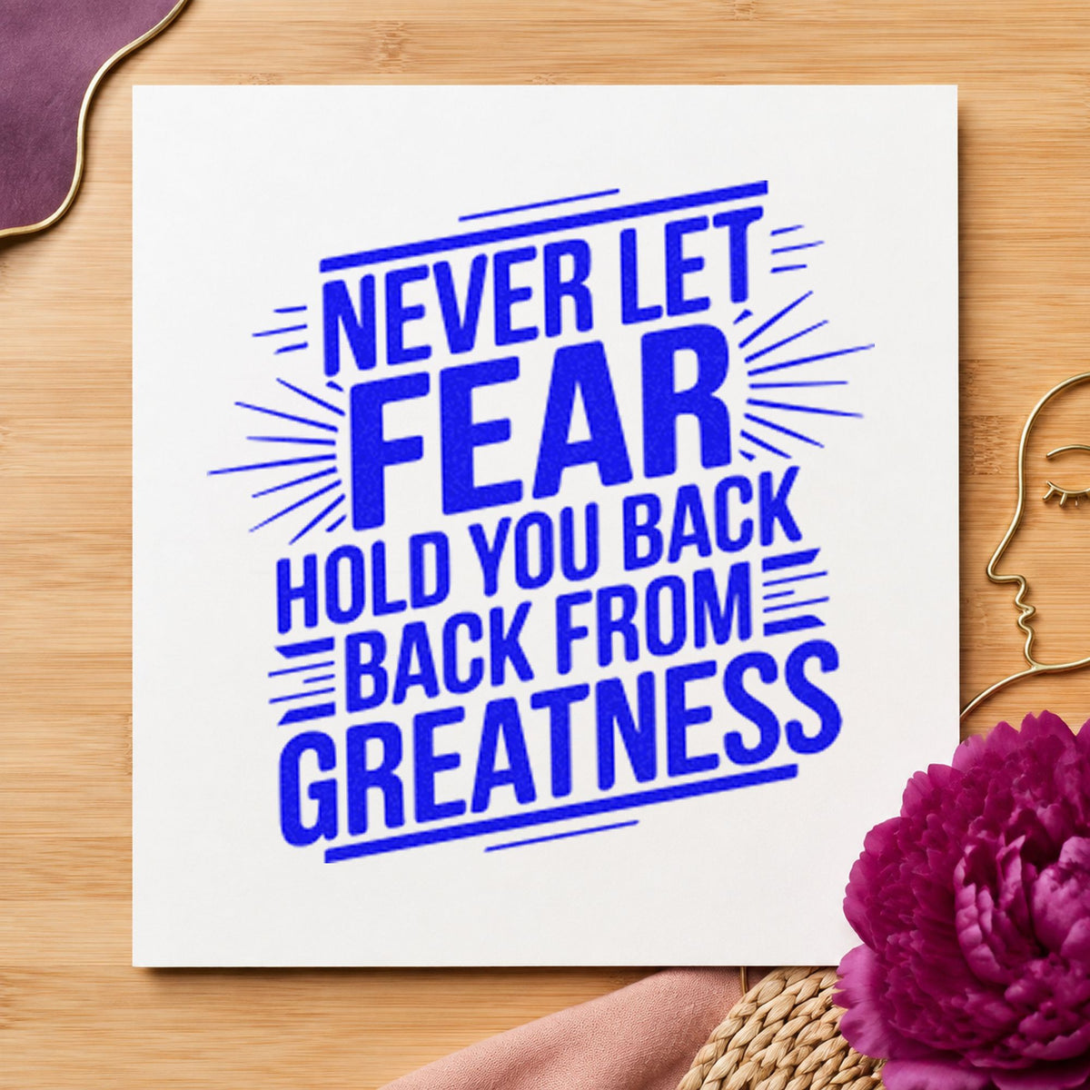 Never Let Fear Hold You Back Block Lettering Duo Hand Stamp in use 5