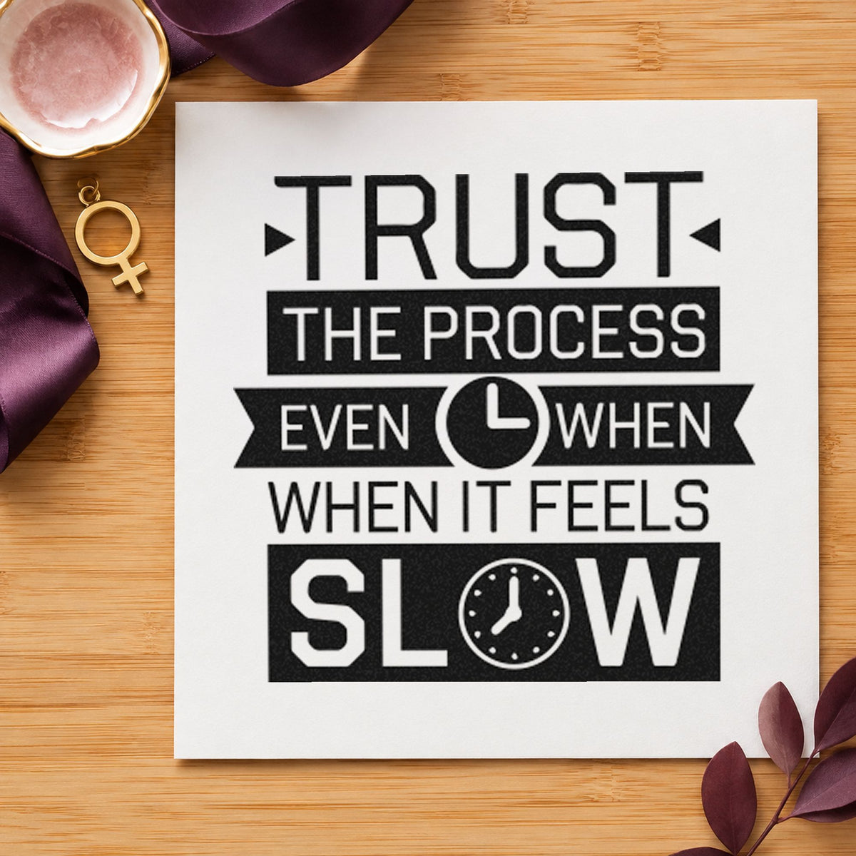 Trust Process Slow Clocks Ribbon Lettering PSI Pre-Inked Stamp in use 4