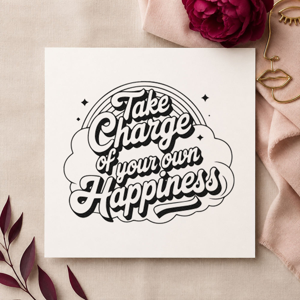 Take Charge Own Happiness Self-Inking Stamp in use 3