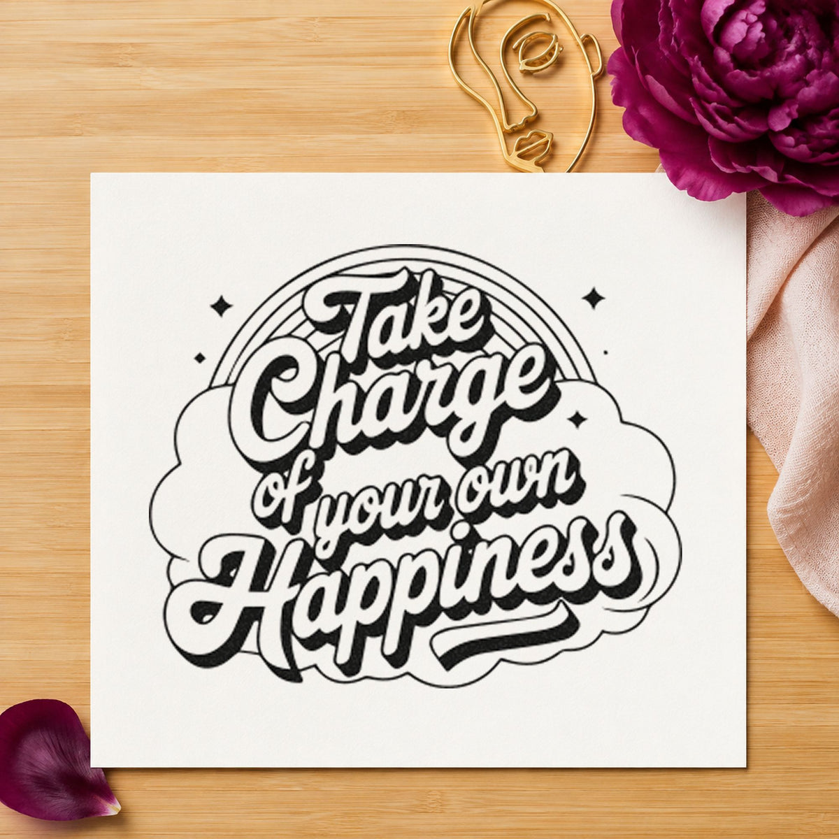 Take Charge Own Happiness Self-Inking Stamp in use 4