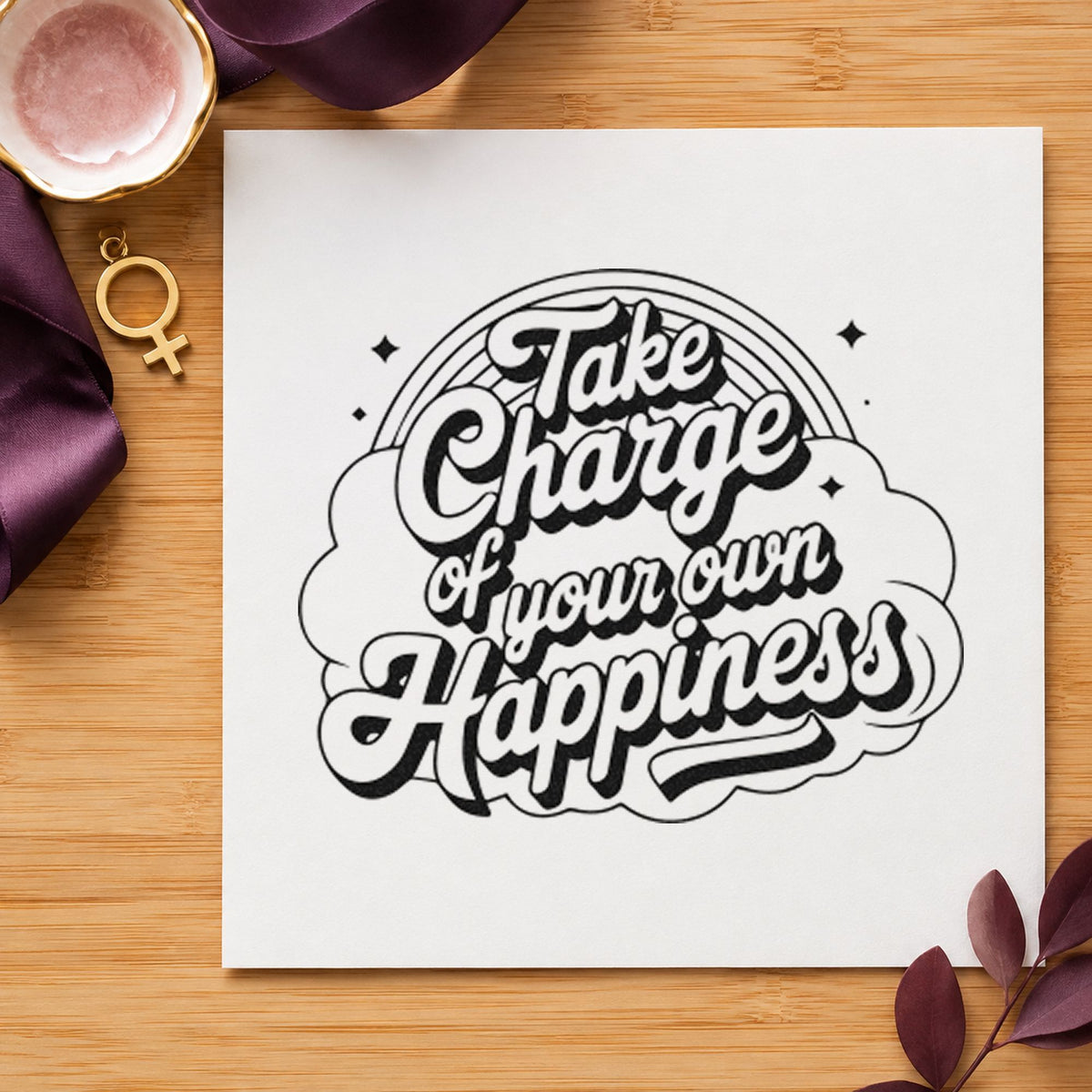 Take Charge Own Happiness Self-Inking Stamp in use 9