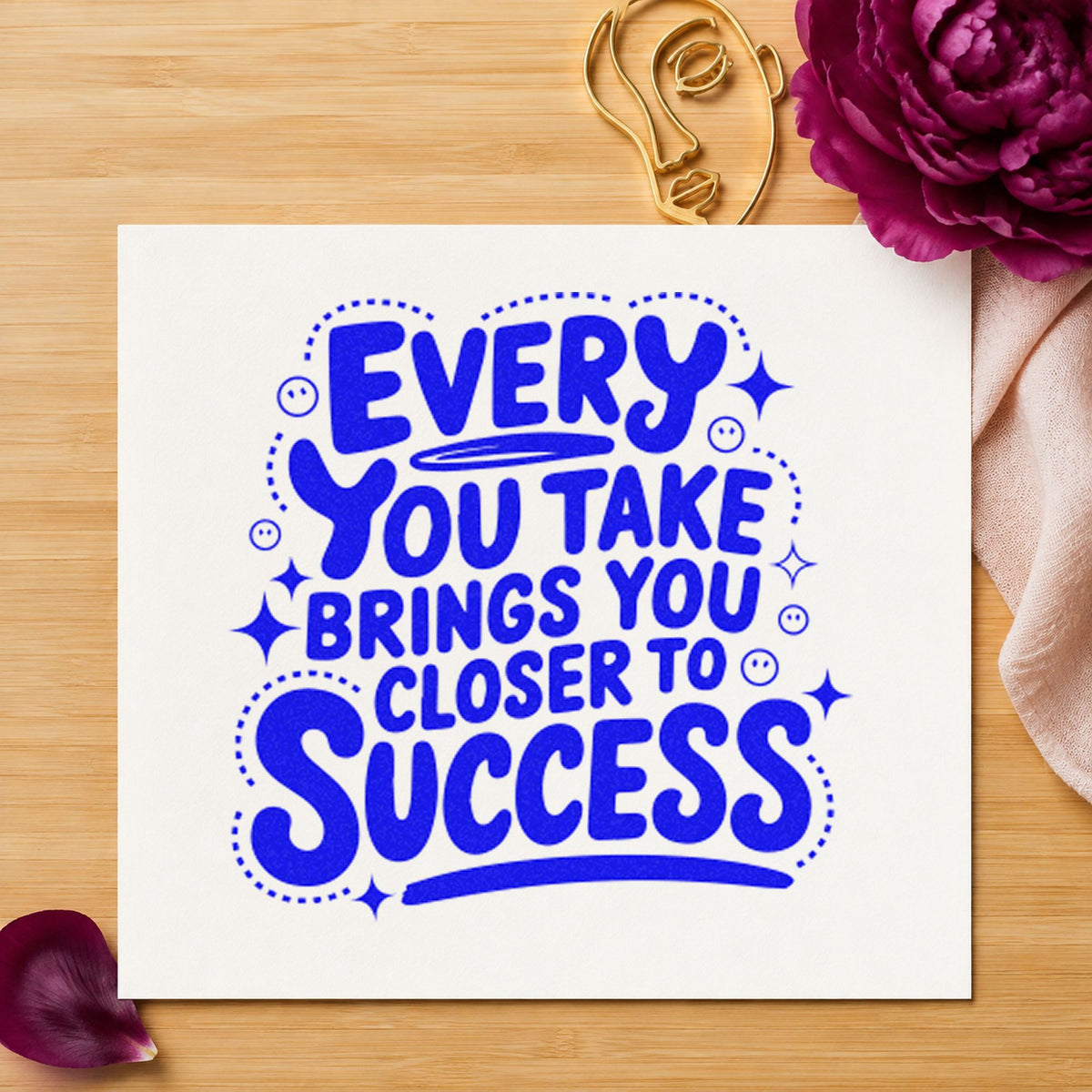 Closer To Success Stars And Dots Rubber Stamp – Duo Hand in use 5