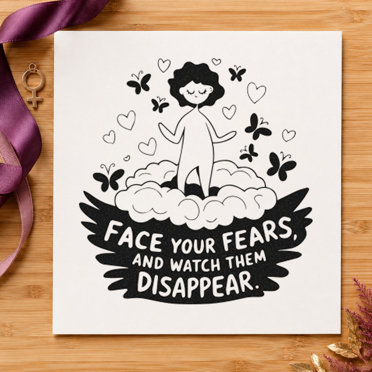 Face Fears Floating Child craft stamp in black ink on cardstock, an easy option for sleepover album page.