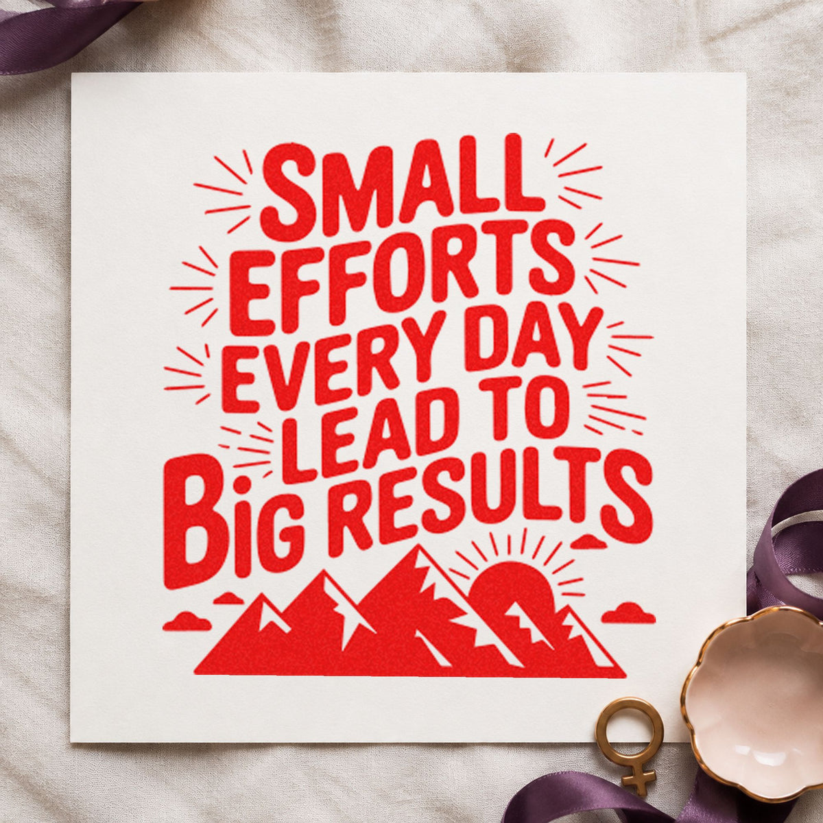 Small Efforts Big Results rubber stamp shown in red ink, stamped for projects such as bin cable labels.