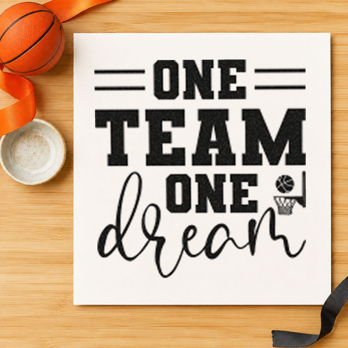 One Team One Dream Wood Handle Stamp in use 3