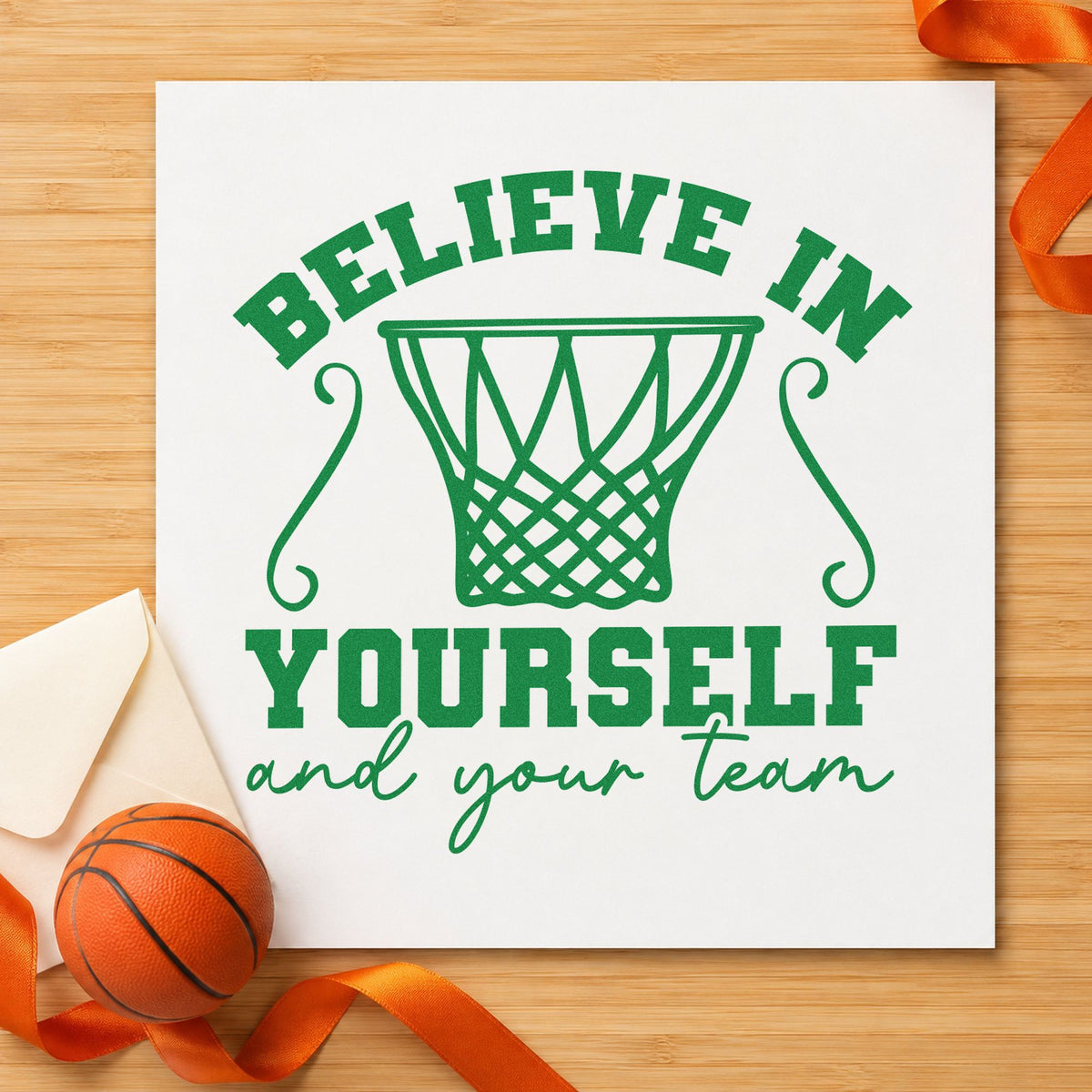 Believe In Yourself And Your Team Rubber Stamp – Wood Handle in use 10