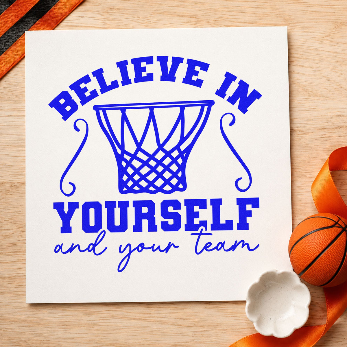 Believe In Yourself And Your Team Rubber Stamp – Wood Handle in use 5