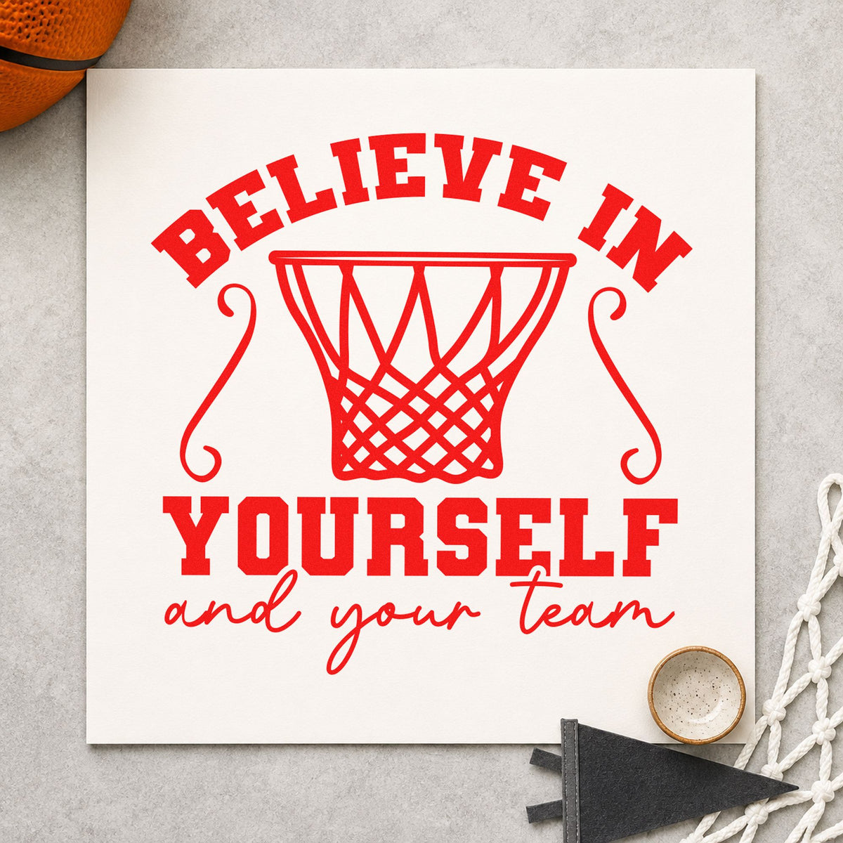 Believe In Yourself And Your Team Rubber Stamp – Wood Handle in use 7