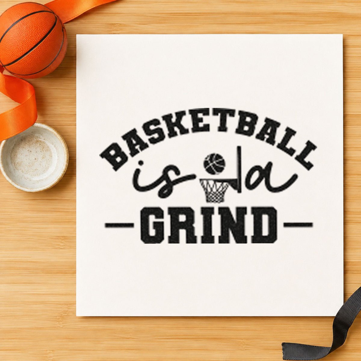 Basketball Is A Grind Rubber Stamp – Wood Handle in use 4