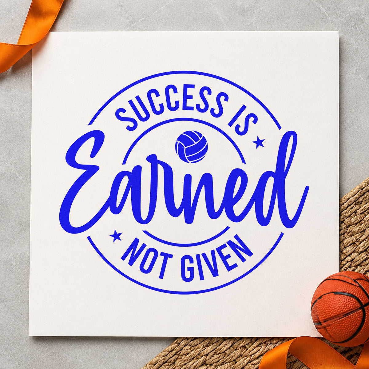 Success Is Earned Volleyball Badge Hand Stamp – Duo in use 5