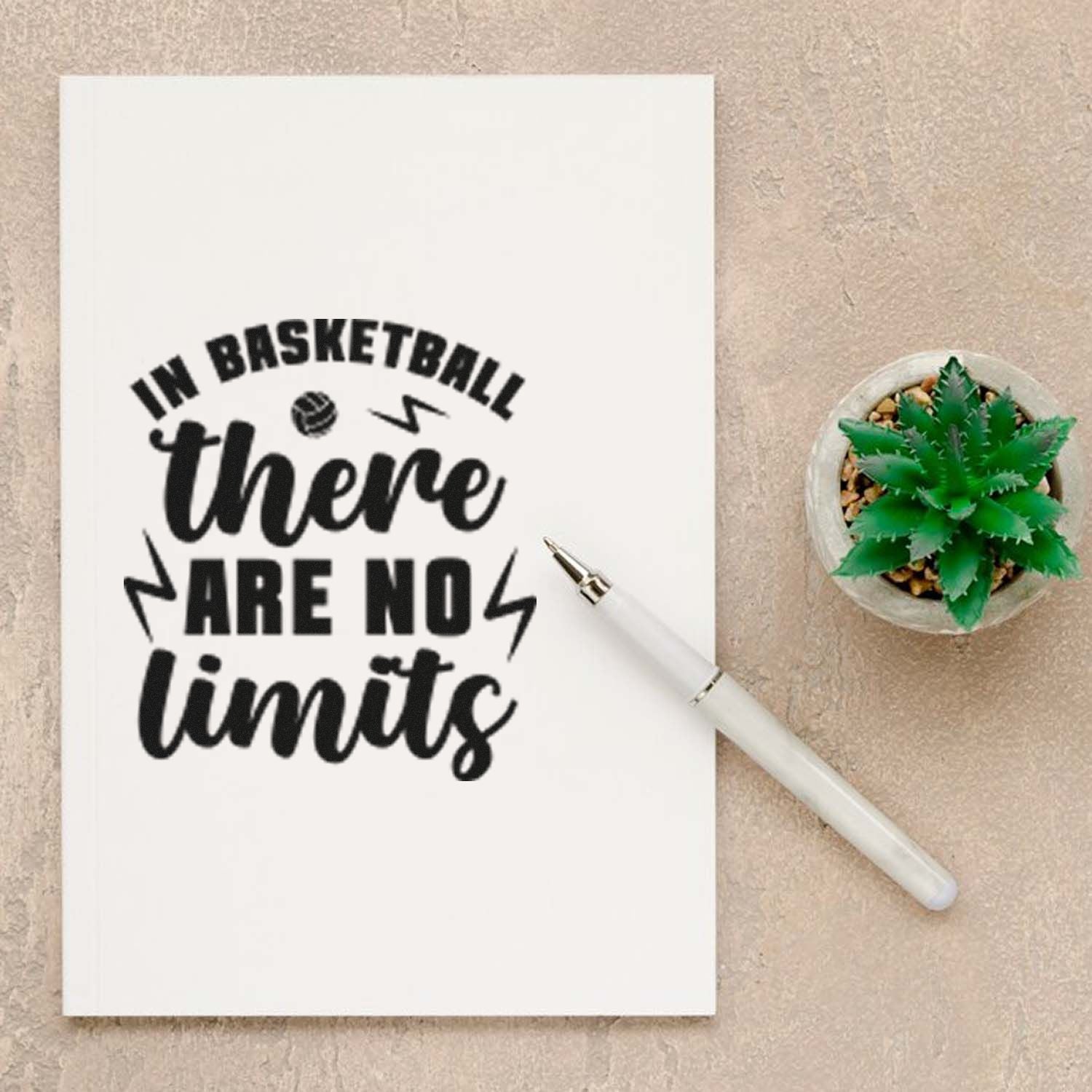 Basketball motivational rubber stamp with quote In basketball there are no limits for sports-themed crafts and cards