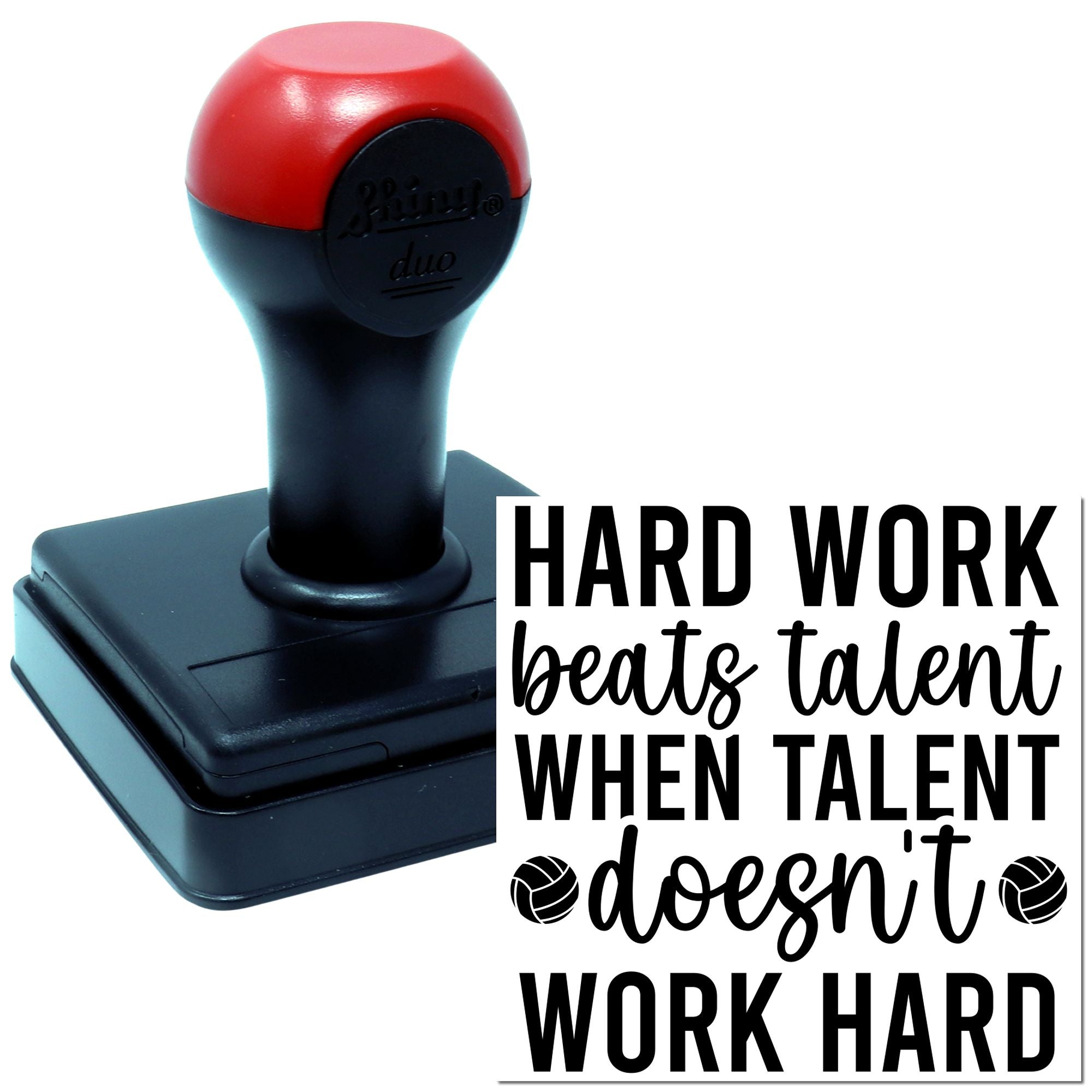 Custom rubber stamp with Hard work beats talent when talent doesn't work hard for motivational office and teacher use