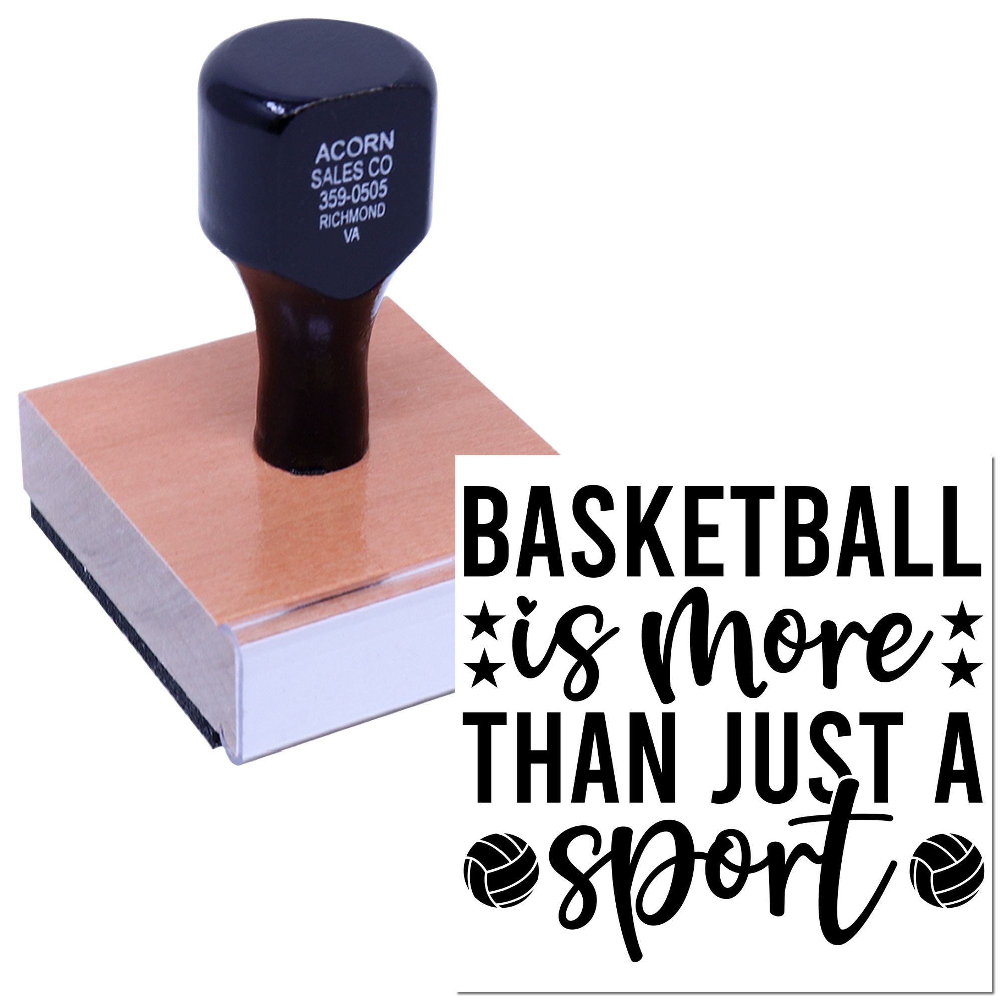 Basketball rubber stamp with motivational quote, Basketball is more than just a sport, for custom sports crafts and gifts.